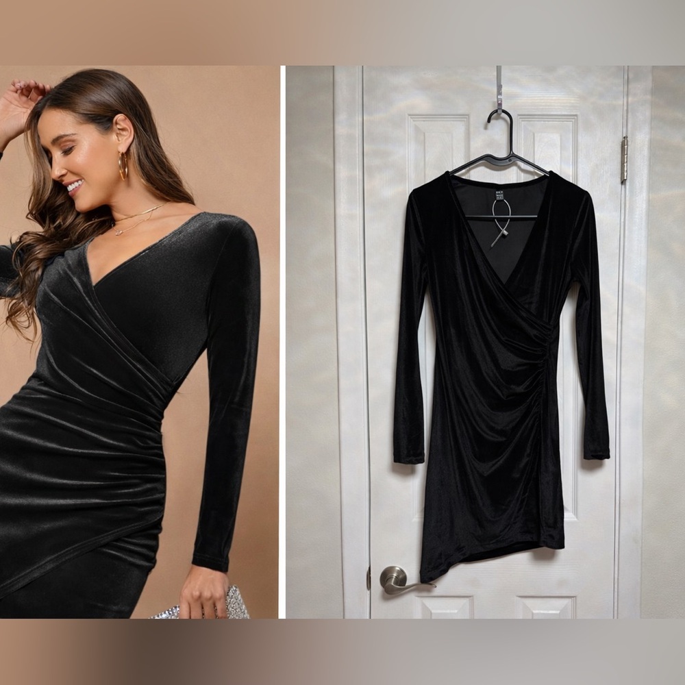 SHEIN Belle Velvet Wrap Dress
